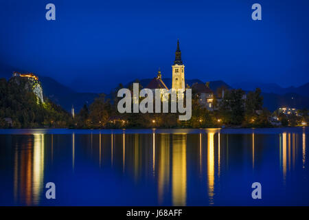 Langzeitbelichtung von Bled See Stockfoto