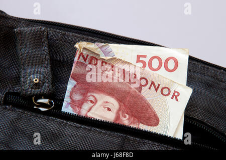 Schwedische Geld in eine Einkaufstasche. Stockfoto