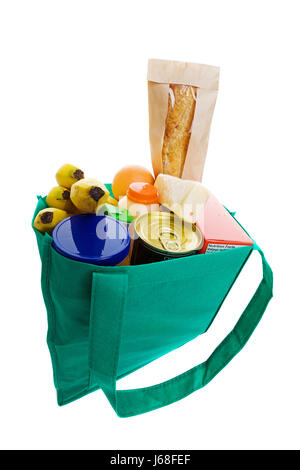 Öko shopping Saft Ei Verbraucher Lebensmittel Nahrungsmittel Brot Objekt Eco isoliert braun Stockfoto