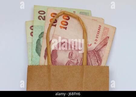 Thai Baht Geld in der Tasche. Stockfoto