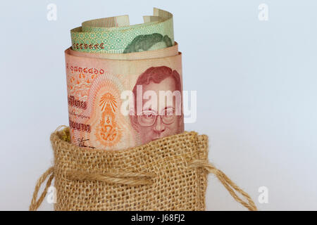 Thai Baht Geld in der Tasche. Stockfoto