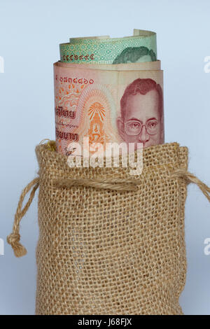 Thai Baht Geld in der Tasche. Stockfoto