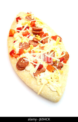 Lebensmittel Nahrungsmittel Tiefkühlkost Pizza Fastfood Salami gefrorene Lebensmittel Ernährung restaurant Stockfoto