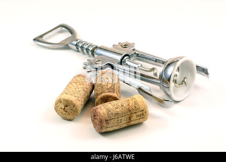 optionale Wein drei Kork Korkenzieher Flasche Öffner auseinander extra isolierten Essen Stockfoto