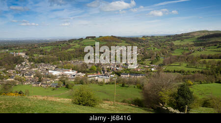 Großbritannien, England, Cheshire, Bollington, Dorf, von Kerridge Hill, Panorama Stockfoto