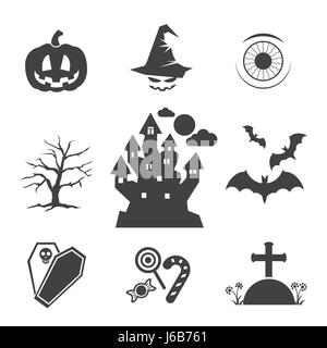 Halloween schwarze Symbole. Vektor Stock Vektor