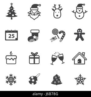 Weihnachten und Neujahr Symbole festlegen Stock Vektor