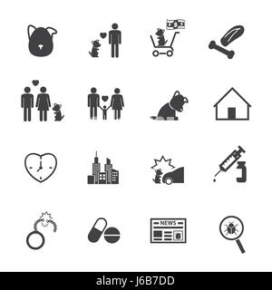 Hund Leben Geschichte Symbole festgelegt. Vektor-flaches Design für Infografik. Stock Vektor