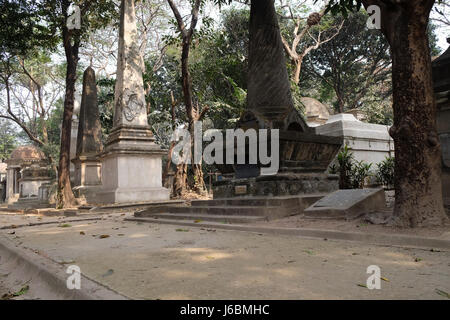 Kolkata Park Street Cemetery, 1767, am 8. Februar 2016 in Kolkata, Indien eröffnet. Stockfoto