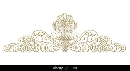 Ornament gold Metall Kalligraphie auseinander extra isoliert isoliert optional emblem Stockfoto