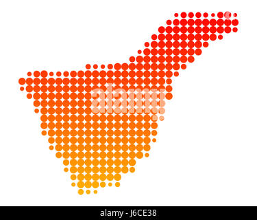 Europa-Spanien-Kanaren Karte Teneriffa orange Atlas Karte der Weltkarte Stockfoto