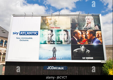 Sky Atlantic 48 Blatt Poster Werbung auf Reklametafeln JCDecaux Website in Newport, South Wales, Großbritannien Stockfoto