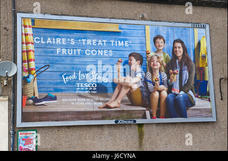 Tesco 48 Blatt Werbung auf Reklametafeln JCDecaux Website in Newport, South Wales, Großbritannien Stockfoto