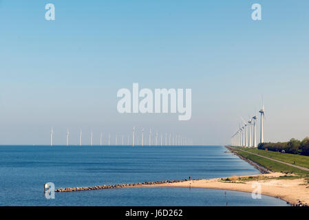 Stromerzeugende Mühlen aus der Küste Urk in den Niederlanden Stockfoto