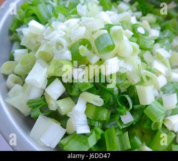 Gehackten Frühlingszwiebeln closeup Stockfoto