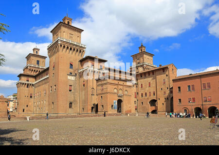 Schloss Estense, Este Schloss oder Castello di San Michele, Ferrara, Emilia-Romagna, Italien, Europa. Stockfoto