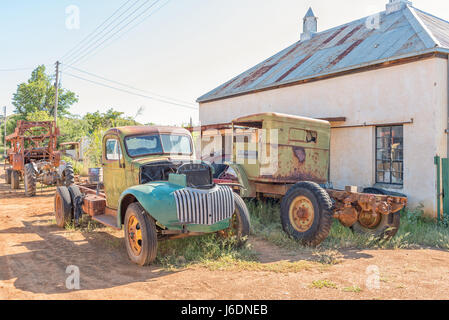 PHILIPPOLIS, Südafrika - 21. März 2017: historische alte Fahrzeuge in Philippolis, die älteste Stadt in der Provinz Free State Stockfoto