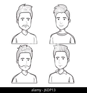 Männer mit verschiedenen Frisuren Stock Vektor