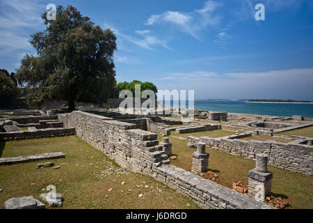 Ruinen des Kastrum in der Bucht Dobrika, Nationalpark Brijuni, Istrien, Kroatien Stockfoto