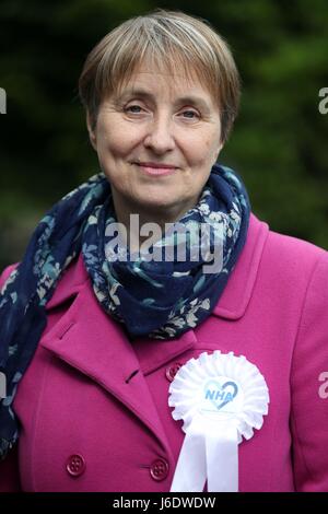 Dr. Louise Irvine von National Health Action Party, Kampagnen in Haslemere, Surrey, Teil des South West Surrey Wahlkreises wo sie gegen Gesundheitsminister Jeremy Hunt steht. Stockfoto