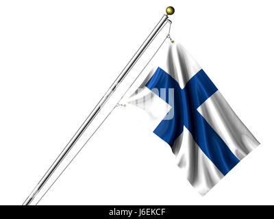 leere europäischen kaukasischen Europa Flagge Finnland Finnisch isoliert pole isoliert Stockfoto