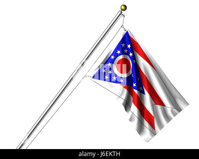 isolierte Usa Flagge pole isoliert Zustand Farbe amerikanische Usa Amerika Fahnenstange Stockfoto