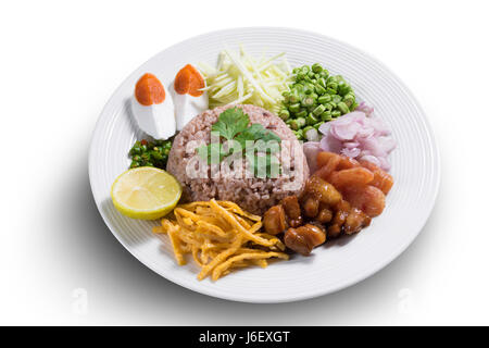 Thailändisches Essen Garnelen paste gebratenen Reis, Khao Kloek Kapi Stockfoto