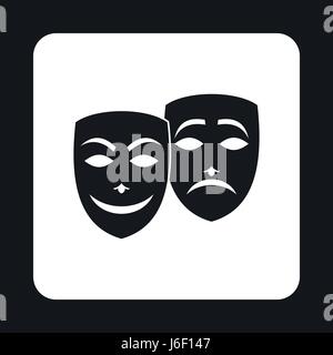Komik und Tragik Theatermasken Symbol Stock Vektor