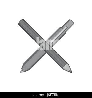 Bleistift und Feder Symbol, schwarz Stil Monochrom Stock Vektor