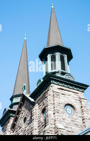 Marquette Michigan Upper Peninsula UP Lake Superior, East Ridge Street, First United Methodist Church, Turm, Fassade, Religion, MI090515009 Stockfoto