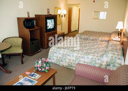 Sevierville Tennessee, Smoky Mountains, Oak Tree Lodge, Hotel Hotels Unterkunft Inn Motel Motels, Kette, Unterkunft, Gastfreundschaft, Doppelzimmer, zwei Doppelbetten, dé Stockfoto