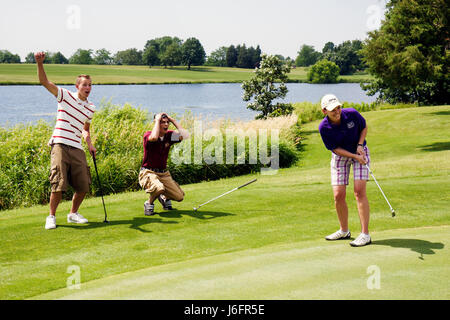 Kenosha Wisconsin, KANSASVILLE, Brighton Dale Links, Golfplatz, County Park System, Erwachsene Erwachsene Frau Frauen weibliche Dame, Teenager, Jugendliche, Jungen, männliche Kind Kind Stockfoto