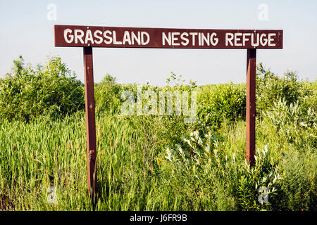 Wisconsin Kenosha County, Kenosha, KANSASVILLE, Richard Bong State Recreation Area, Grasland Nisting Refugium, Prärie, Feuchtgebiet, Schild, Ökologie, Tierschutz Stockfoto