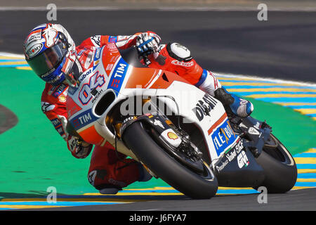 Le Mans, Frankreich. 20. Mai 2017. Andrea Dovizioso Italiens und Ducati Team in Aktion während des französischen MotoGp - Qualifying am 20. Mai 2017 in Le Mans, Frankreich. Bildnachweis: Marco Iorio/Alamy Live-Nachrichten Stockfoto
