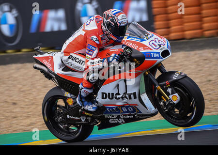 Le Mans, Frankreich. 20. Mai 2017. Andrea Dovizioso Italiens und Ducati Team in Aktion während des französischen MotoGp - Qualifying am 20. Mai 2017 in Le Mans, Frankreich. Bildnachweis: Marco Iorio/Alamy Live-Nachrichten Stockfoto