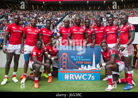 London, UK. 21. Mai 2017. Kenia-Rugby-Spieler beenden ihre Saison 2016/17 mit einen garantierten Platz in der Rugby World Cup Sevens in San Francisco im Juli 2018 stattfinden. Bildnachweis: Elsie Kibue / Alamy Live News Stockfoto