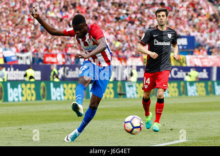 Thomas Teye Partey (22) Atletico de Madrid-Spieler. La Liga zwischen Atletico de Madrid Vs Athletic Club Bilbao im Vicente Calderon Stadion in Madrid, Spanien, 21. Mai 2017. Stockfoto