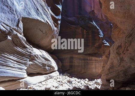 Wandern Buckskin Gulch Slot Canyon in Süd-Utah Stockfoto