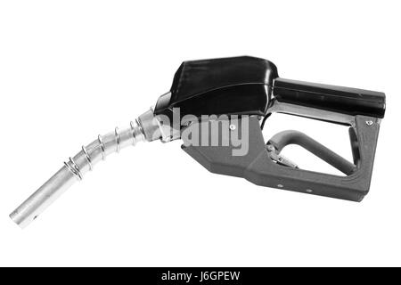 Brennstoff Gas Düse Benzin Benzin Pumpe Station Objekt isoliert Industrie neue Schwarz Stockfoto
