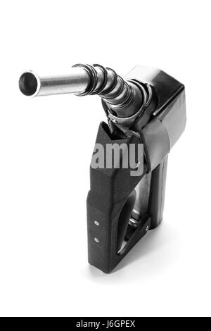 Brennstoff Gas Düse Benzin Benzin Pumpe Station Objekt isoliert Industrie neue Schwarz Stockfoto