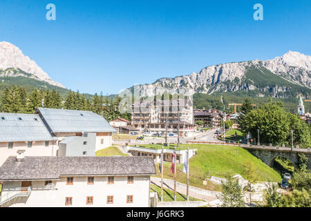 Blick auf Cortina d'Ampezzo in Italien Stockfoto