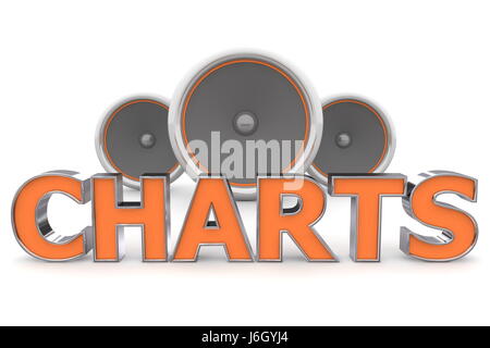 Unterhaltung-Musik-Wort-charts Lautsprecher orange Objekt einzelne Unterhaltung Stockfoto