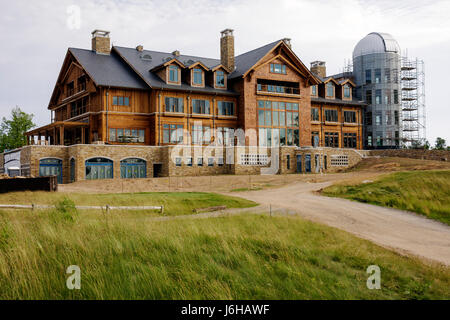 Virginia Meadows of Dan, Primland, Resort, Lodge, Golf Clubhouse, astronomisches Observatorium, unter Neubau Baumeister, bauen, bauen, scaf Stockfoto