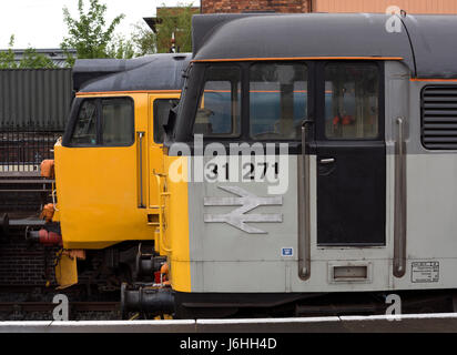 Erhaltene Diesellokomotiven an der Severn Valley Railway, Kidderminster, Großbritannien Stockfoto