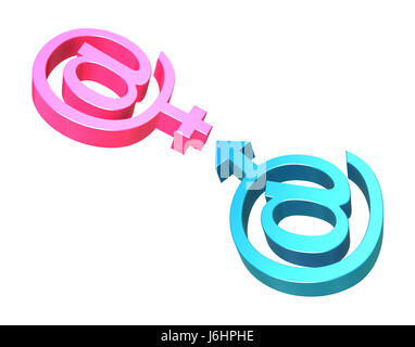 E-Mail und Geschlecht Symbole - 3d illustration Stockfoto