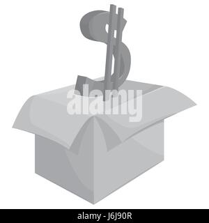 Box mit Dollarzeichen Symbol, schwarz Stil Monochrom Stock Vektor
