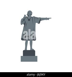 Christopher Columbus-Statue Symbol, flachen Stil Stock Vektor