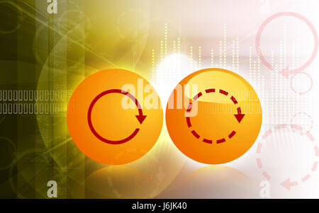 Emblem rund um Symbol Drehschaltflächen Pfeil Tasten farbig bunt wunderschön Stockfoto