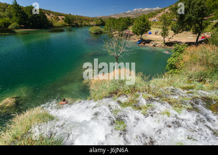 Wasserfall auf Zrmanja Fluss Stockfoto