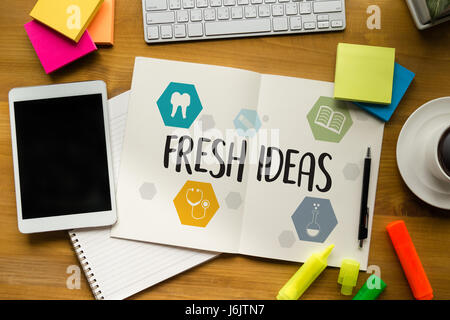 FRISCHE Ideen Ideen Design Innovation denke Ziel Strategie, neue frische, Innovative Business-Innovation-Konzept Stockfoto